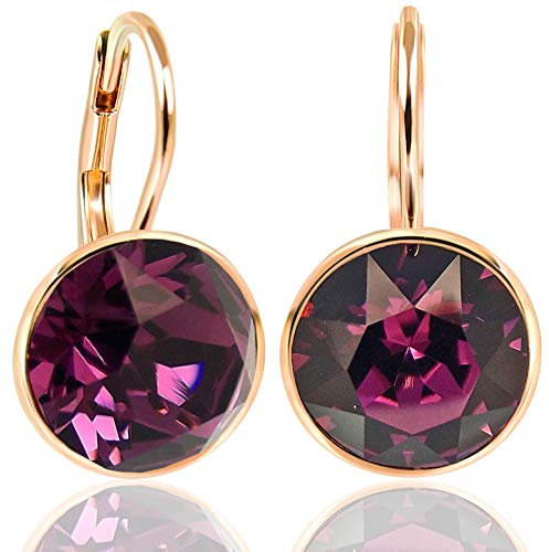 NOBEL SCHMUCK Ohrringe Rosegold Beere Amethyst Markenkristalle 925 Sterling - schlicht modern