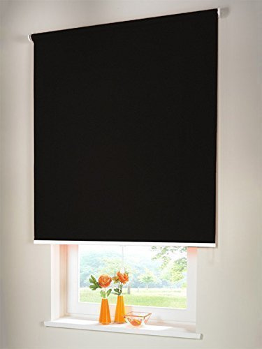 Hochwertiges Verdunkelungsrollo Mittelzugrollo Springrollo Rollo Verdunkelung 75 x 150 cm / 75x150 cm schwarz // Verdunkelungsrollo/Verdunkelungs-Rollo/Fensterrollo