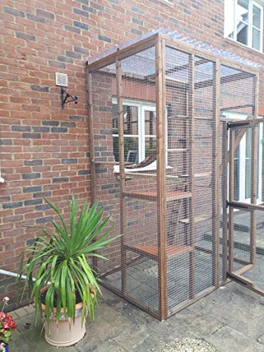 4Wire Catio 3 sided Lean to Enclosure Cat Run 6ft x 4ft x 9ft WP Roof 1 x 1