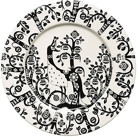 Iittala Taika Teller aus Porzellan in der Farbe Schwarz mit Muster, Maße: 22,4cm x 22,4cm x 1,8cm, 1012496