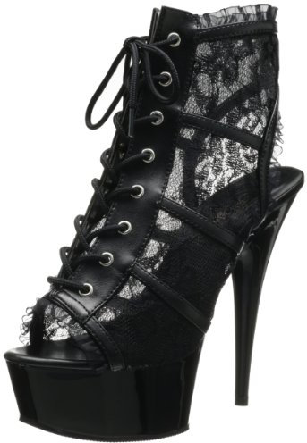 Pleaser Delight 696lc, Damen Pumps & Heels mit Blockabsatz, Black (Blk Mesh Lace/Blk), 42 EU (9 UK)