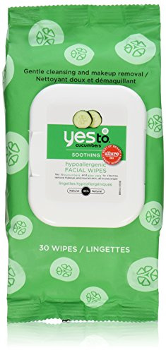 Yes To Cucumber Soothing Hypoallergenic Facial Wipes, 30 Count (Pack of 2)