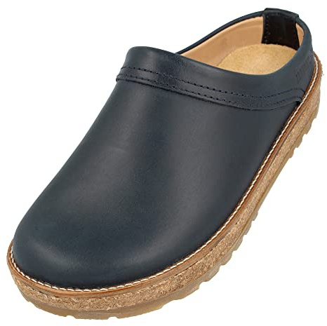 HAFLINGER Travel-Classic Eleganter Clog aus Leder mit Gummisohle (Navy 749), Gr. 36