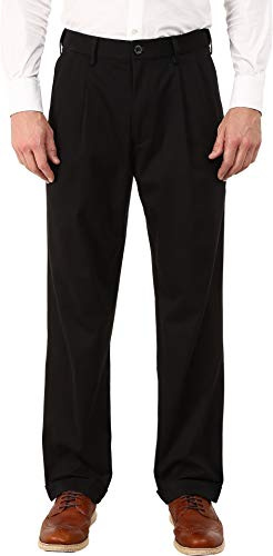 Dockers Men's Relaxed Fit Comfort Khaki Pants-Pleated, Black Metal, 38W x 34L
