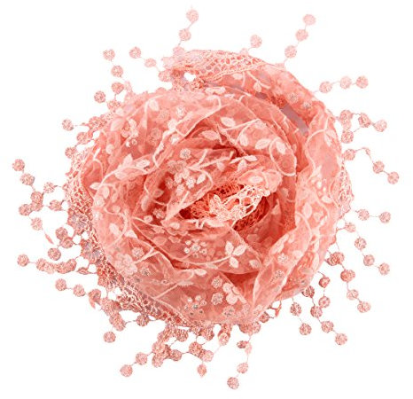 TININNA Frau Damen Zarter Rundschal Spitze Quasten Schal Tuch Dreieckstuch Viskose Halstuch rosa EINWEG Verpackung