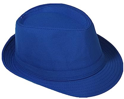 Strohhut Panama Fedora Trilby Gangster Hut Sonnenhut mit Stoffband Farbe:-Marine Gr:-54