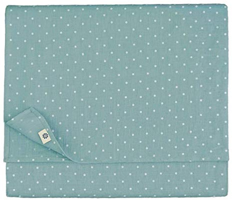 Linen & Cotton Tischdecke Vintage Landhaus Rustikal Antea -100% Leinen, Weiß Enteei Blau (137 x 200 cm) Punkte Rechteckig Tischtuch Stoff Tischwäsche für Haus Home Küche Dekoration Sommer Party
