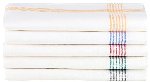 Kracht 3er Pack Geschirrtücher/Gläsertücher 100% Leinen Reinleinen 50x70 Rahmen 2-263-18 weiß/grau