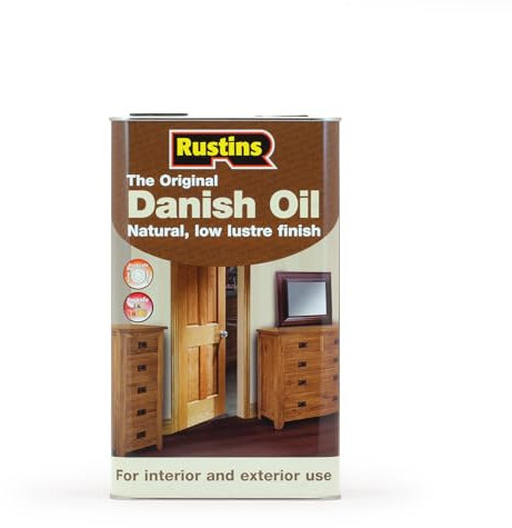 Rustins DANO5000 Original Danish Oil 5 Litres - Rich, Natural Glow - Enhances Wood Grain Beautifully, Professional-Grade Finish, Easy DIY Application