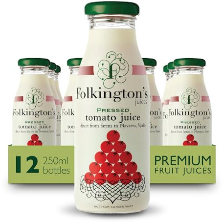 Folkington's Tomato Juice, 12 Glass Bottles, Pure Juice, Multipack 12 x 250 ml