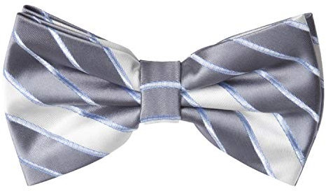 Fabio Farini - Vorgebundene Fliege (verstellbar) mit Streifenmuster passend für Hochzeit Gala in verschiedenen Farben Elegant und Festlich Silber Weiß Blau