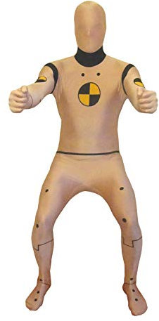 Morphsuits Offizielles Crash Test Dummy Kostüm für Erwachsene, Halloween und Karneval Ganzkörperanzug - L (163cm-175cm)