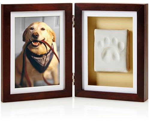 Pearhead 21406 Bilderrahmen mit Hunde- oder Katzenpfotenabdruck, mit Tonabdruck-Kit, Perfekter Andenkenrahmen für Tierliebhaber, espresso