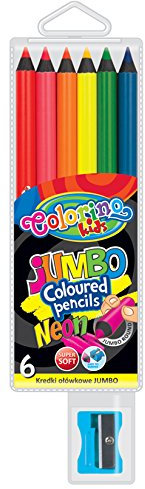 Colorino Runde Jumbo Buntstifte in Neonfarben und Spitzer (6er Set)