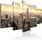 B&D XXL - Wandbilder XXL New York Skyline 200x100cm 5 tlg - Wand Deko Leinwand Bilder Groß Wanddeko Wohnzimmer Schlafzimmer Kunstdrucke - City Stadt Sepia NYC Gebäude d-B-0006-b-m