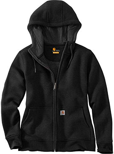 Carhartt, Felpa Relaxed Fit, media pesantezza, Full-Zip Donna, Nero, XS