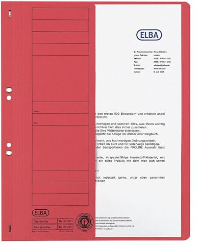 ELBA Ösenhefter aus Karton, rot, kaufmännische Heftung