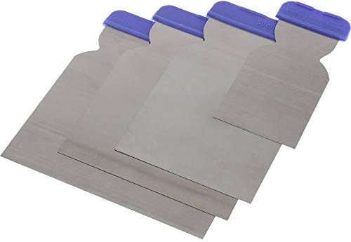TOOLCRAFT Spring Steel Flexible Spatula Set (50, 80, 100, 120mm) Filling Blades, Ideal for painting, decorating car body repair