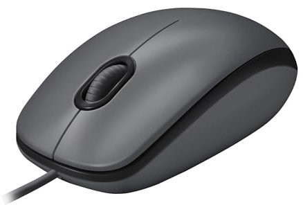Logitech M100 Mouse USB con Cavo, 3 Pulsanti, Tracciamento Ottico 1000 DPI, Ambidestro, Compatibile con PC, Mac, Laptop - Grigio