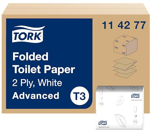 Tork Folded Toilet Paper White T3, Advanced, 2-ply, 36 x 252 Sheets, 114277