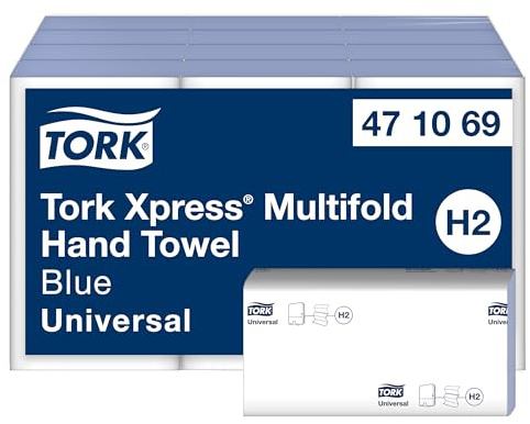 Tork Xpress® Multifold Hand Towels Blue H2, Universal, 1-ply, 100% Recycled Fibres, 12 x 250 Sheets, 471069