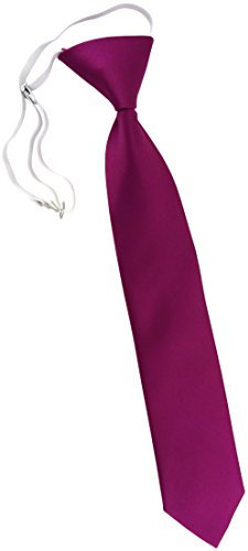 TigerTie Kinderkrawatte in magenta Uni - Krawatte vorgebunden mit Gummizug