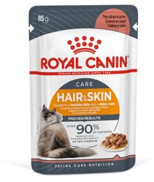 Hair & Skin Care | Nassfutter für Erwachsene Katzen | 12 x 85 g | In Gelee | Royal Canin | Alleinfuttermittel | Zur ernährungsphysiologischen Unterstützung von Haut und Fell | Mit Omega-3 und Omega-6