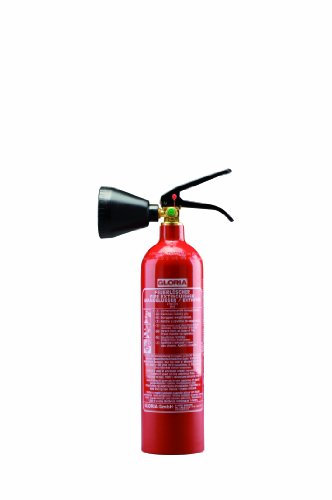 Gloria Kohlendioxid-Feuerlöscher (Alu-Behälter) mit Druckhebelarmatur, 2kg, mit Drahthalterung, Brandklasse B. Leistung: 34B