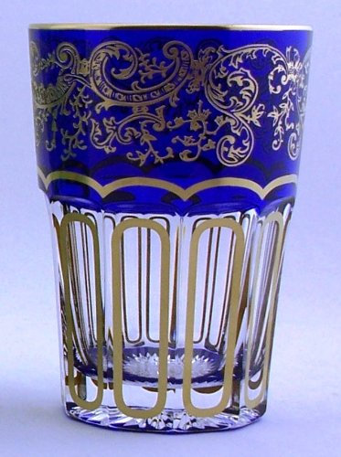 Tasse à thé avec décorations en Cristal en Bleu et Coffret Cadeau