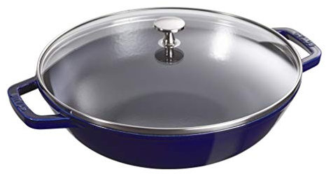 STAUB Wok 30 cm, Gusseisen, Induktionsgeeignet, dunkelblau