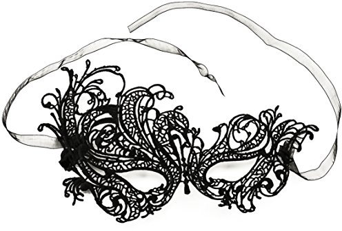 Oblique Unique® Venezianische Maske für Damen Schwarz - Elegante Spitzenmaske für Maskenball Halloween Karneval Kostümball - Geheimnisvolle Augenmaske Ballmaske Gesicht Maske Einheitsgröße - Model 1