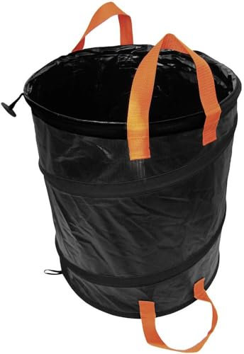 Fiskars PopUp-Gartensack mit Griffen, Fassungsvermögen: 56 Liter, Schwarz/Orange, Solid, 1015646