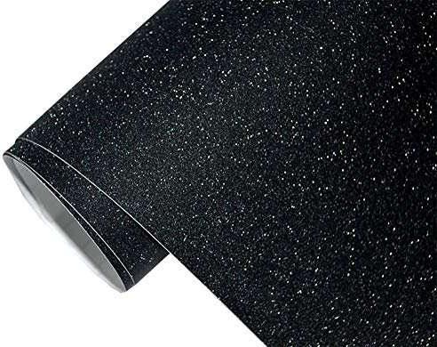 Neoxxim 8,5€/m2NEOXXIM Premium Auto Folie - Glitzer SCHWARZ RAU MATT 50 x 150 cm - blasenfrei Lackfolie Möbelfolie