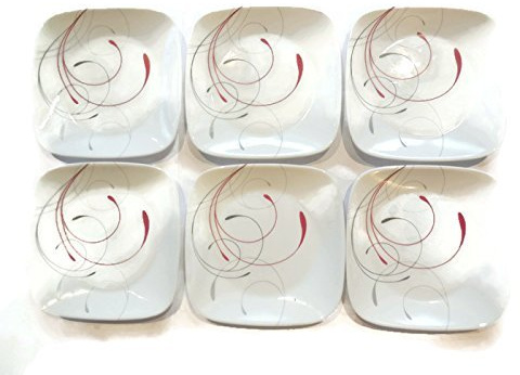 Corelle Set de platos de postre cuadrados, 16,5 cm, tamaño ideal para postre, set de 6
