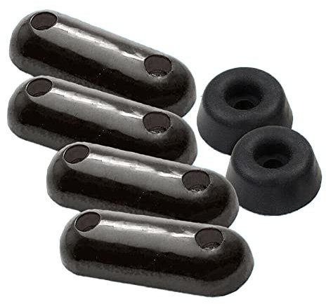Merriway BH04471 (6 Pcs) Toilet WC Seat Buffer Set 4 x 60 mm (2.1/2 Inch) and 2 x 19 mm (3/4 Inch) Round Black Rubber - Pack of 6 Pieces