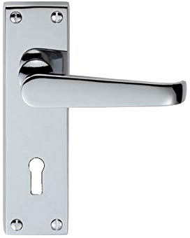 Carlisle Brass Victorian Lever on Short Latch Backplate – Traditional Internal Door Handles, Grey Chrome Plated Finish - Chrome Door Handles Internal, Lock 57 mm, M30 C/C, 15 x 4.3 Centimeres