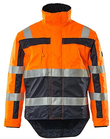 Mascot 07223-880-141 Teresina Safe Compete Pile Lining Waterproof Class 3 Winter Jacket, Size L, Hi-Vis Orange/Navy