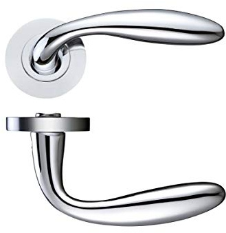 verona door handle lever on rose - polished chrome from e-hardware