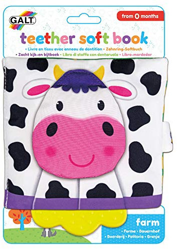 Galt Toys, Teether Soft Book - Farm, Baby Teether & Soft Book Toy, Ages 0 Months Plus