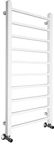 Warmehaus Designer Square Heated Bathroom Towel Rail Radiator Rad - 1200 x 600 - White - 10Yr Guarantee