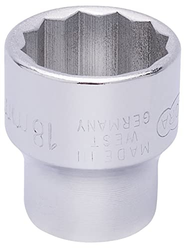 Draper 25945 Elora Bi-Hexagon Socket, 3/8 Square Drive, 18mm, Blue