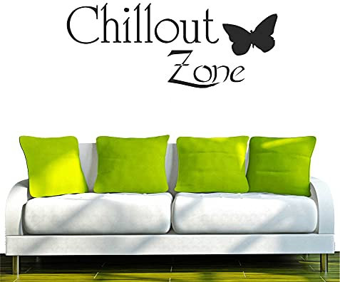 Indigos UG - Wandtattoo Wohnzimmer - Wandaufkleber Chillout Zone Chilln Chillen Entspannung 80x32, schwarz w044 - Aufkleber Kinderzimmer Schlafzimmer Küche Badezimmer Büro Dekoration