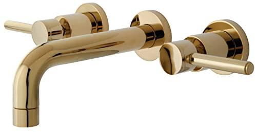 Kingston KS8122DL Wall Mount Bathroom Faucet, Polished Brass