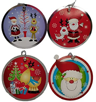Pack of 6 Luxury Christmas Giant Gift Tags with Jingle Bells, (PM101)