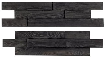 Stegu - Wandpaneele Carbon-tisch FSC® - 38x38cm - 4 Stück Set Holzplatten aus Holz Holzpaneele mit Lamellenwand und Eiche-Echtholz-Furnier - Wandverkleidung für Wohnzimmer, HomeOffice Firmengelände
