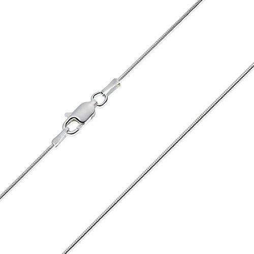 1mm thick solid sterling silver 925 stamped Italian round SNAKE chain necklace chocker bracelet anklet with lobster claw clasp jewellery jewelry - inch 16/40cm