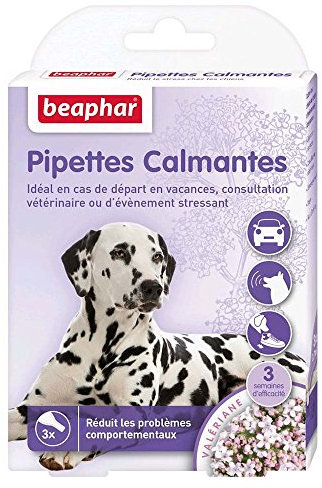BEAPHAR – NO Stress – Pipettes calmantes à la Valériane pour Chien – Réduit Le Stress & problèmes comportementaux sans dépendance ni Somnolence – Prêt à l'emploi – 3 semaines d'action – 3 pipettes