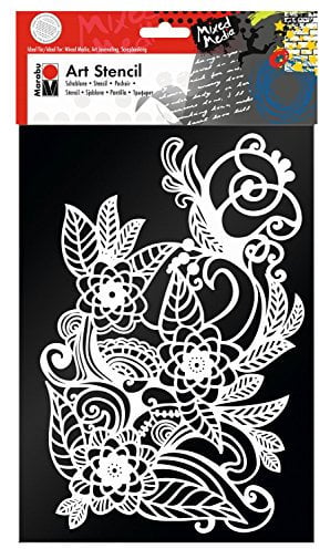 Marabu 0285000000006 - Art Stencil, Motivschablone für effektvolles Schablonieren auf Papier, Keilrahmen, Holz und Textilien, PVC - frei, lasergeschnitten, wiederverwendbar, DIN A4, Zentangle