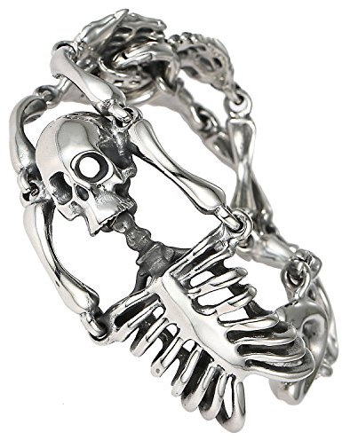 DonDon Herren Skelett Totenkopf Armband aus Edelstahl