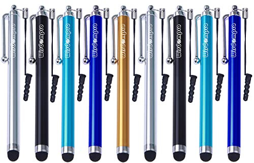Wisdompro Stylus Pens for Touch Screens, 9 Pack Universal Capacitive Stylus Pens with Lanyard Tether for iPhones, iPads, Smartphones, Tablets, Samsung Galaxy Note/Tab (5-Colour Guy Pack)